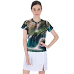 Waterfall Rocks Jungle Forest Women s Sports Top