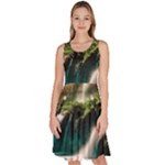 Waterfall Rocks Jungle Forest Knee Length Skater Dress With Pockets