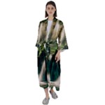 Waterfall Rocks Jungle Forest Maxi Satin Kimono