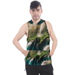 Waterfall Rocks Jungle Forest Men s Sleeveless Hoodie