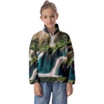 Waterfall Rocks Jungle Forest Kids  Half Zip Hoodie