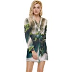 Waterfall Rocks Jungle Forest Long Sleeve Satin Robe