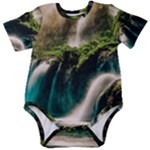 Waterfall Rocks Jungle Forest Baby Short Sleeve Bodysuit