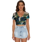 Waterfall Rocks Jungle Forest V-Neck Crop Top