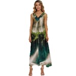 Waterfall Rocks Jungle Forest V-Neck Sleeveless Wide Leg Pants Overalls