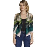 Waterfall Rocks Jungle Forest Women s Casual 3/4 Sleeve Spring Jacket