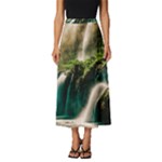 Waterfall Rocks Jungle Forest Classic Midi Chiffon Skirt