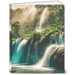 Waterfall Rocks Jungle Forest 7  x 9  Softcover Notebook