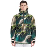 Waterfall Rocks Jungle Forest Men s Pullover Zip Ski and Snowboard Waterproof Breathable Jacket