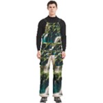 Waterfall Rocks Jungle Forest Men s Side Zip Front Pouch Ski And Snowboard Bib Pants	