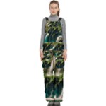 Waterfall Rocks Jungle Forest Women s Side Zip Front Pouch Ski And Snowboard Bib Pants	