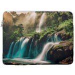 Waterfall Rocks Jungle Forest 17  Vertical Laptop Sleeve Case With Pocket