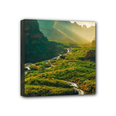 Mountains Trees Forest Mini Canvas 4  x 4  (Stretched) from ArtsNow.com