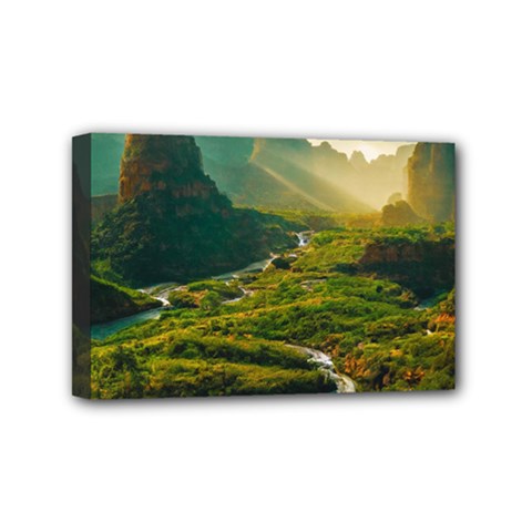 Mountains Trees Forest Mini Canvas 6  x 4  (Stretched) from ArtsNow.com