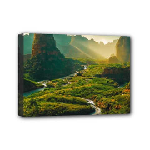 Mountains Trees Forest Mini Canvas 7  x 5  (Stretched) from ArtsNow.com