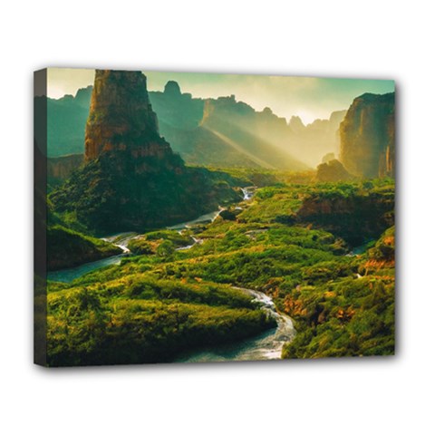 Mountains Trees Forest Canvas 14  x 11  (Stretched) from ArtsNow.com