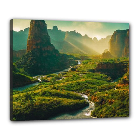Mountains Trees Forest Canvas 20  x 16  (Stretched) from ArtsNow.com