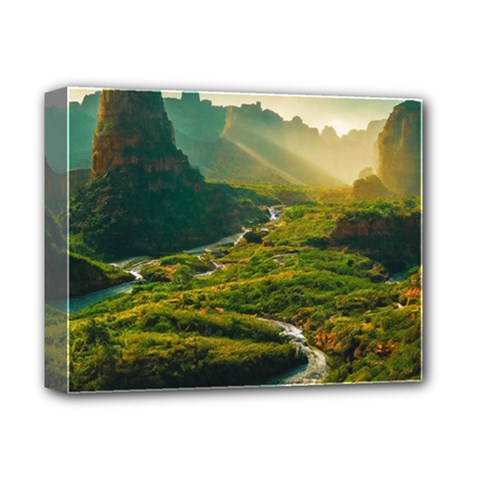 Mountains Trees Forest Deluxe Canvas 14  x 11  (Stretched) from ArtsNow.com
