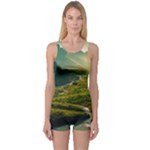 Mountains Trees Forest One Piece Boyleg Swimsuit