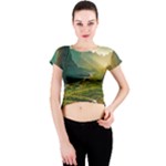 Mountains Trees Forest Crew Neck Crop Top