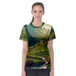 Mountains Trees Forest Women s Sport Mesh T-Shirt