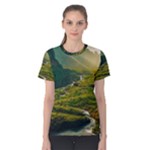 Mountains Trees Forest Women s Cotton T-Shirt