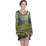 Mountains Trees Forest Long Sleeve Nightdress