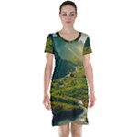 Mountains Trees Forest Short Sleeve Nightdress