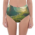 Mountains Trees Forest Reversible High-Waist Bikini Bottoms