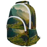 Mountains Trees Forest Rounded Multi Pocket Backpack