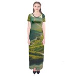 Mountains Trees Forest Short Sleeve Maxi Dress
