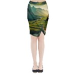 Mountains Trees Forest Midi Wrap Pencil Skirt