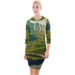 Mountains Trees Forest Quarter Sleeve Hood Bodycon Dress
