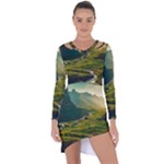 Mountains Trees Forest Asymmetric Cut-Out Shift Dress