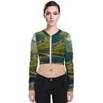 Mountains Trees Forest Long Sleeve Zip Up Bomber Jacket