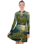 Mountains Trees Forest Long Sleeve Panel Dress