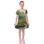 Mountains Trees Forest Kids  Short Sleeve Velvet Dress