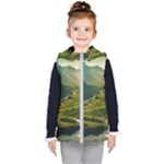 Mountains Trees Forest Kids  Hooded Puffer Vest