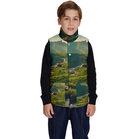 Mountains Trees Forest Kid s Button Up Puffer Vest from ArtsNow.com