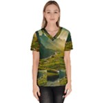 Mountains Trees Forest Women s V-Neck Scrub Top