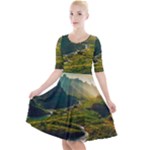 Mountains Trees Forest Quarter Sleeve A-Line Dress
