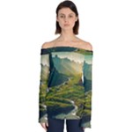 Mountains Trees Forest Off Shoulder Long Sleeve Top
