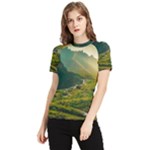 Mountains Trees Forest Women s Short Sleeve Rash Guard