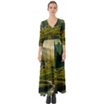 Mountains Trees Forest Button Up Boho Maxi Dress