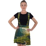 Mountains Trees Forest Velvet Suspender Skater Skirt