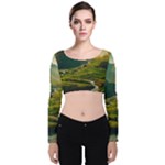 Mountains Trees Forest Velvet Long Sleeve Crop Top