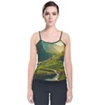 Mountains Trees Forest Velvet Spaghetti Strap Top