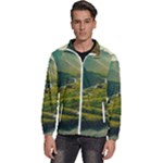 Mountains Trees Forest Men s High Neck Windbreaker