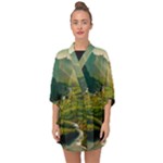 Mountains Trees Forest Half Sleeve Chiffon Kimono