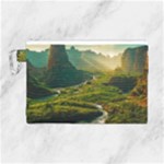 Mountains Trees Forest Canvas Cosmetic Bag (Large)